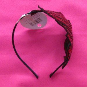 red sequin feather headband fascinator